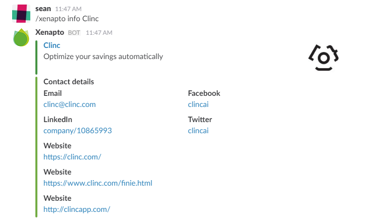 Getting information about a particular company in Slack